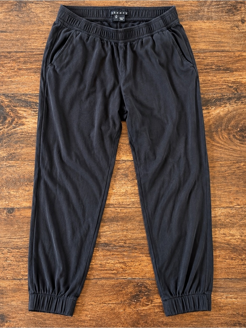 Theory Black Pima Cotton Modal Pull On Jogger Pants Size P Petite